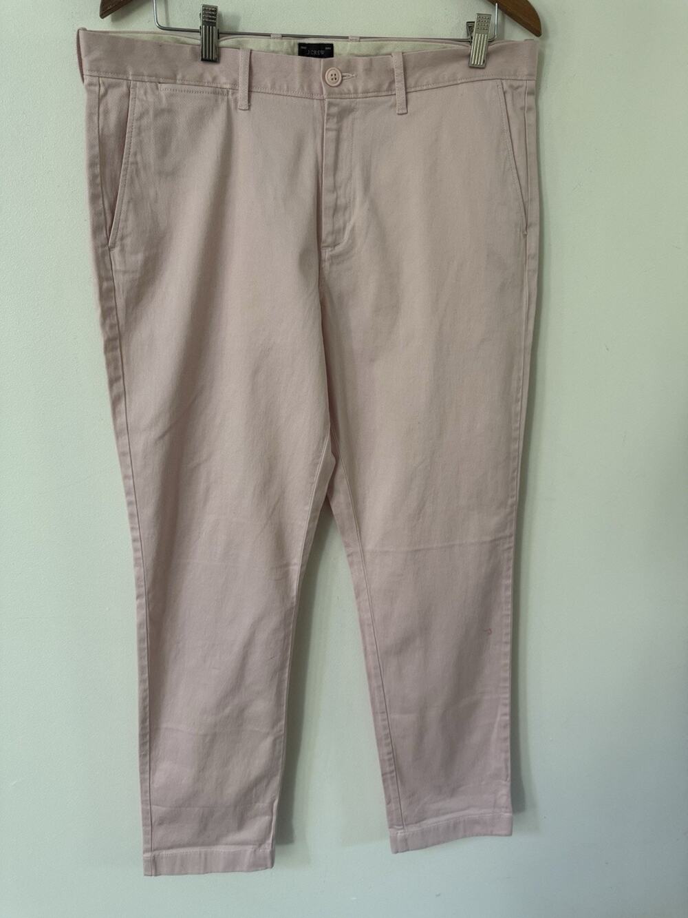 J.Crew High-Rise 770 Chino Pants Pink Waist 34 L 32 Cotton Stretch Straight Leg